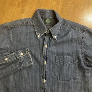 Men's Denim Button-Down Dress Shirt - Dark Blue